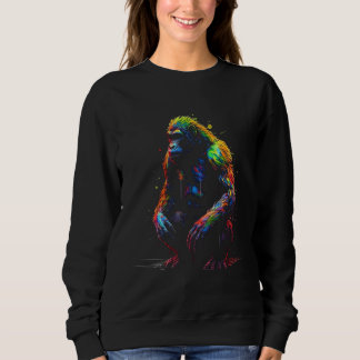Gorilla Colourful Artwork  Animal Monkey Zoo Goril Sweatshirt