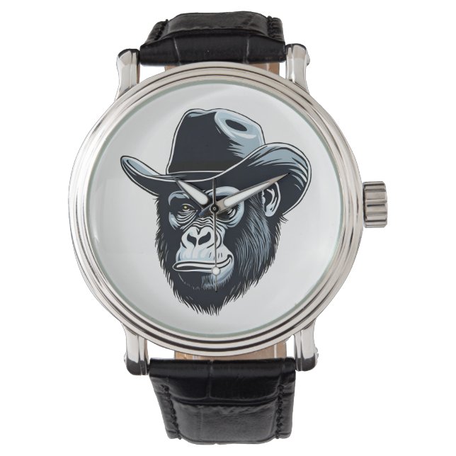 Gorilla Cowboy Armbanduhr (Vorderseite)