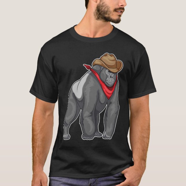 Gorilla Cowboy Cowboy hat T-Shirt (Vorderseite)