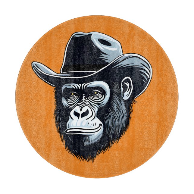 Gorilla Cowboy Schneidebrett (Vorderseite)