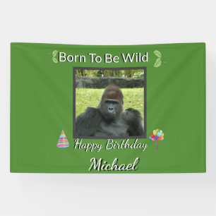 Gorilla-Dschungel-Wild-Geburtstagsthema Banner