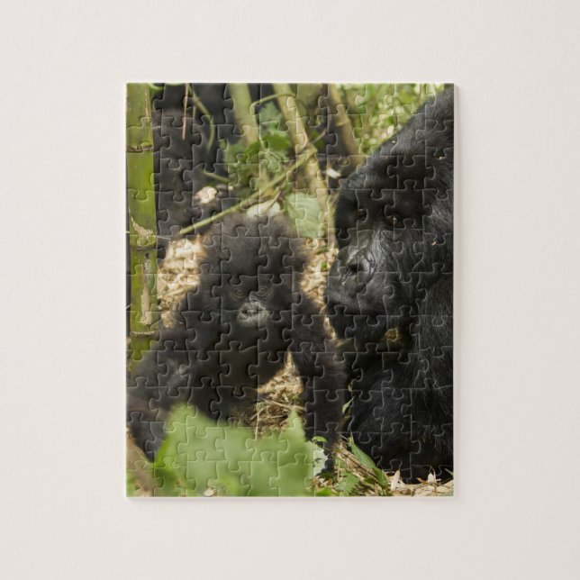 Gorilla, erwachsen mit jung puzzle (Vertikal)