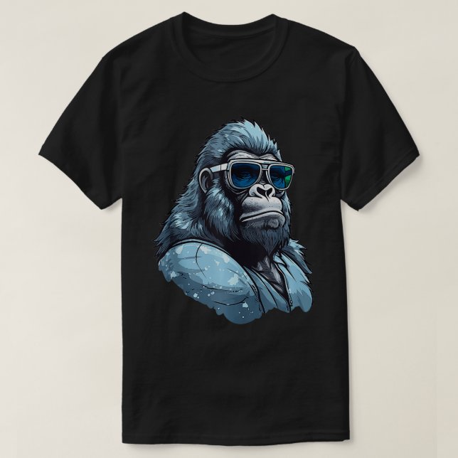 Gorilla Face Angry Growling Beängstigend Silverbac T-Shirt (Design vorne)