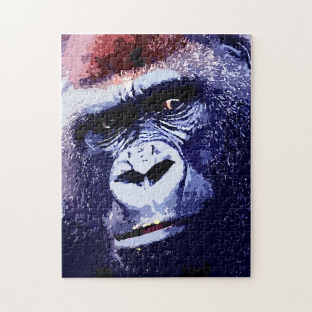 Gorilla Face Blue Pop Puzzle (Vertikal)