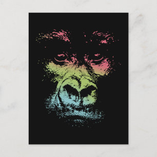 Gorilla Face - color Postkarte