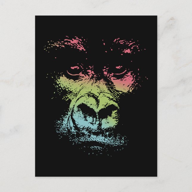 Gorilla Face - color Postkarte (Vorderseite)