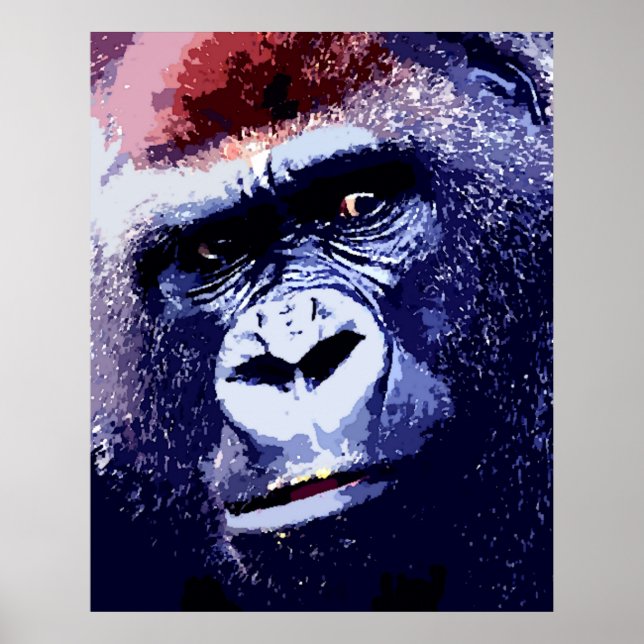 Gorilla Face Pop Art Poster Print. Gorilla Posters (Vorne)