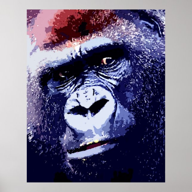 Gorilla Face Pop Art Poster Print. Gorilla Posters (Vorne)