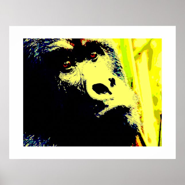 Gorilla Face Pop Art Poster Print. Gorilla Posters (Vorne)