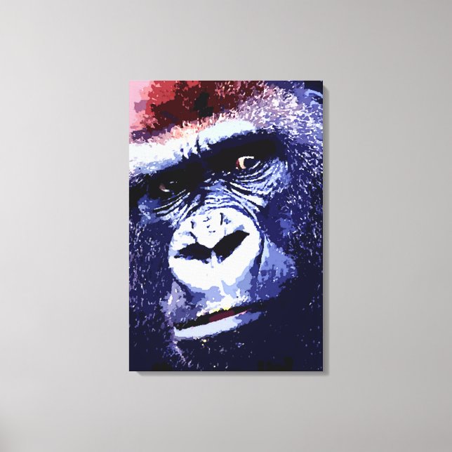 Gorilla Face Pop Art Wrapped Canvas Leinwanddruck (Vorderseite)