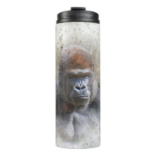Gorilla Face Portrait Modernes Aquarell Thermosbecher