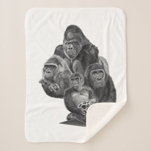 Gorilla Family Blanket ゴリラ家族のブランケット (GorillaLife) Sherpadecke (Vorderseite)
