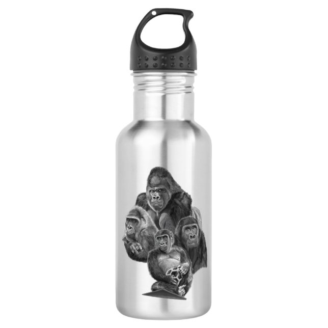 Gorilla Family bottle ゴリラ家族のボトル　GorillaLife Edelstahlflasche (Vorderseite)