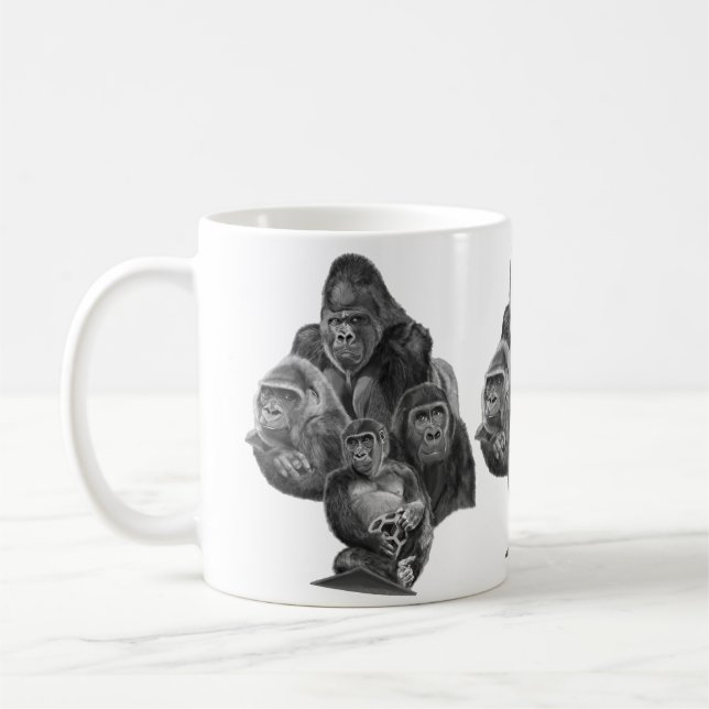 Gorilla Family Mug (ゴリラ家族のマグカップ）Gorilla Life Kaffeetasse (Links)