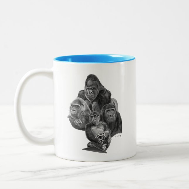 Gorilla Family Zweifarbige Tasse (Links)