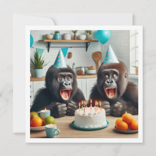 Gorilla feiert Geburtstag, Party Affen Einladung