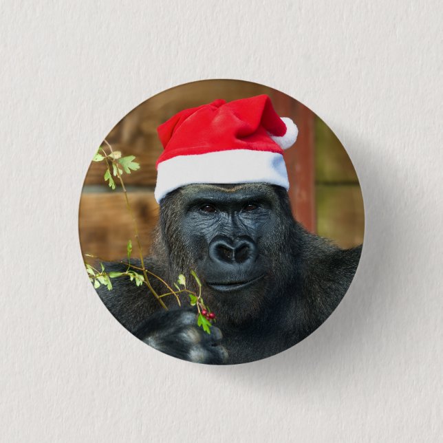 Gorilla Festive Cheer entfesselt Button (Vorderseite)