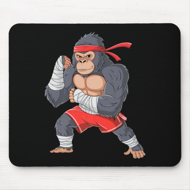 Gorilla Fighter MMA Kickboxen Training Martial Art Mousepad (Vorne)