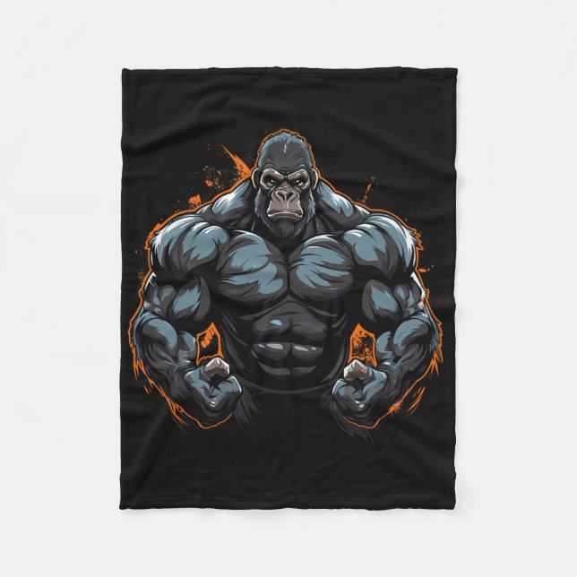 Gorilla Flexing Fleecedecke (Vorderseite)