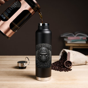 Gorilla Gang Geometrisches Logo im schwarzen Metal Trinkflasche
