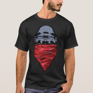 Gorilla-Gangster-Affe, der eine rote Bandanna T-Shirt