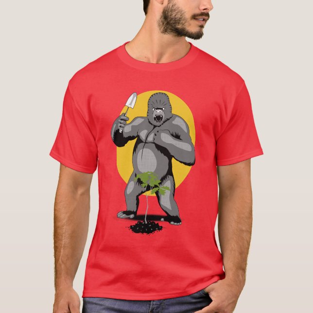 Gorilla-Gartenarbeit T-Shirt (Vorderseite)