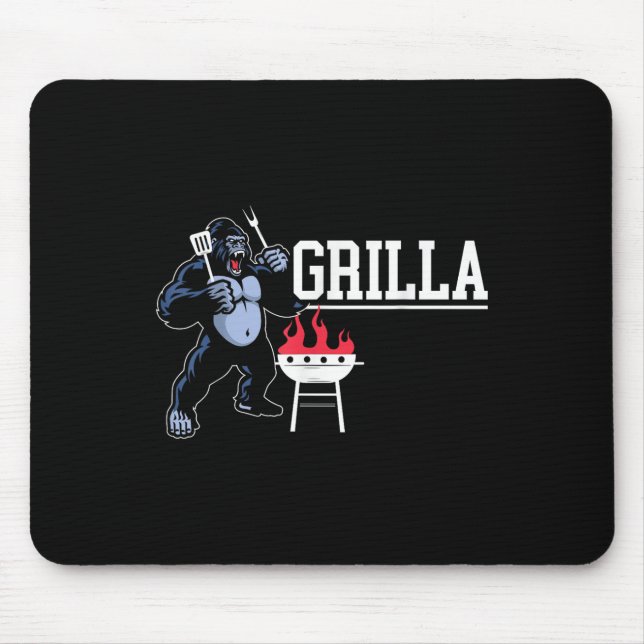 Gorilla Grillen Grilla Grillmaster Barbecue Mousepad (Vorne)