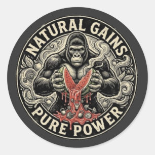 Gorilla Gym Natürliche Fortschritte - Reine Kraft Runder Aufkleber