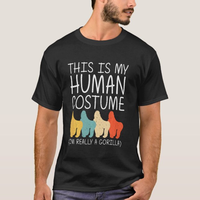 Gorilla Halloween menschliches Kostüm Ape Tier Eas T-Shirt (Vorderseite)