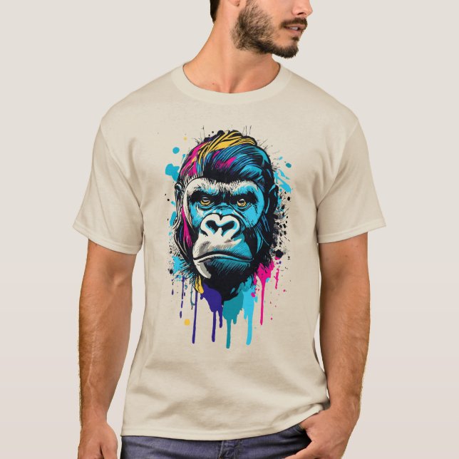 Gorilla Head - Gorilla T - Shirt - Bunter Gorilla (Vorderseite)