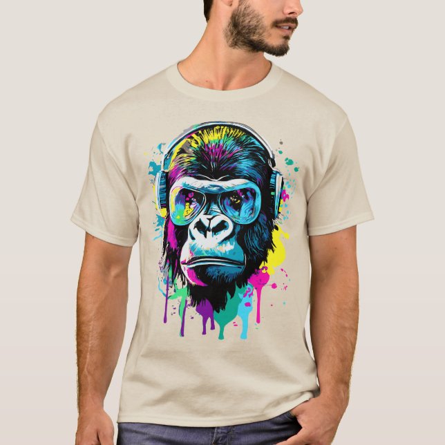 Gorilla Head - Gorilla T - Shirt - Bunter Gorilla (Vorderseite)