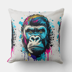 Gorilla Head - Gorilla Throw Kissen farbenfroh
