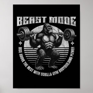 Gorilla hebt Hantel - Fitness Poster