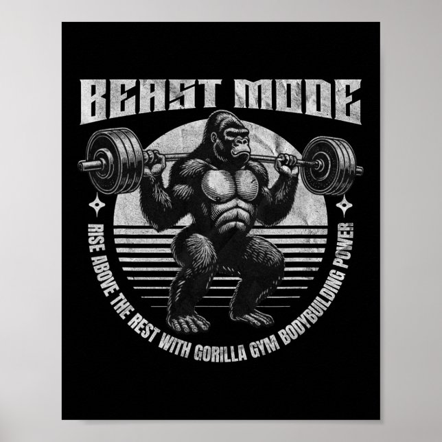 Gorilla hebt Hantel - Fitness  Poster (Vorne)