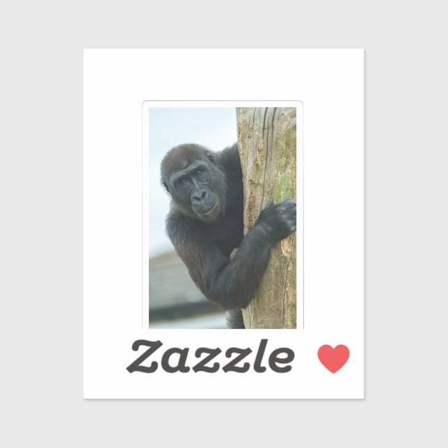 Gorilla hinter dem Baum Aufkleber (Blatt)