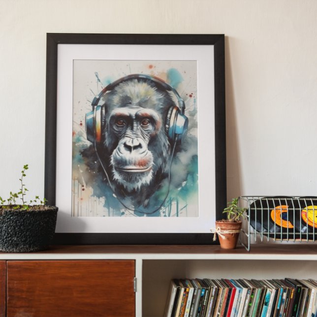 Gorilla hört Kopfhörer Poster (Von Creator hochgeladen)