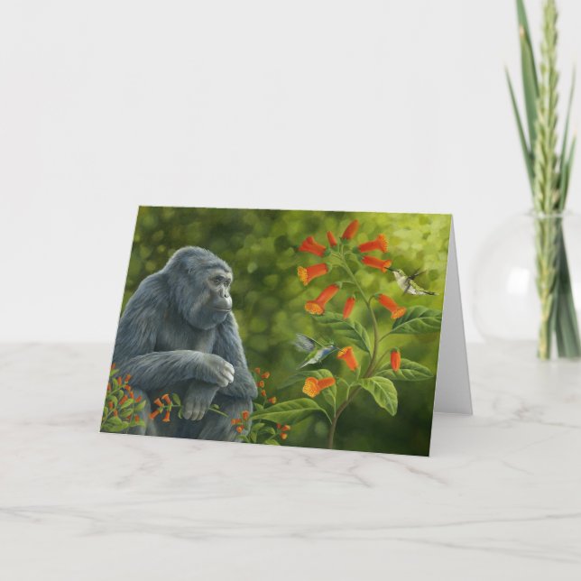 Gorilla & Hummingbirds Card Karte (Vorderseite)