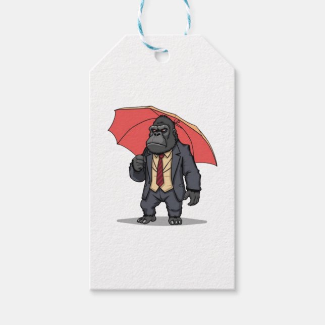 Gorilla im Anzug Geschenkanhänger (Vorderseite)