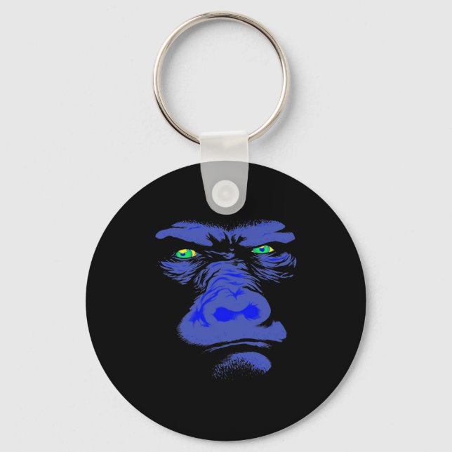 Gorilla in Blue Schlüsselanhänger (Vorderseite)