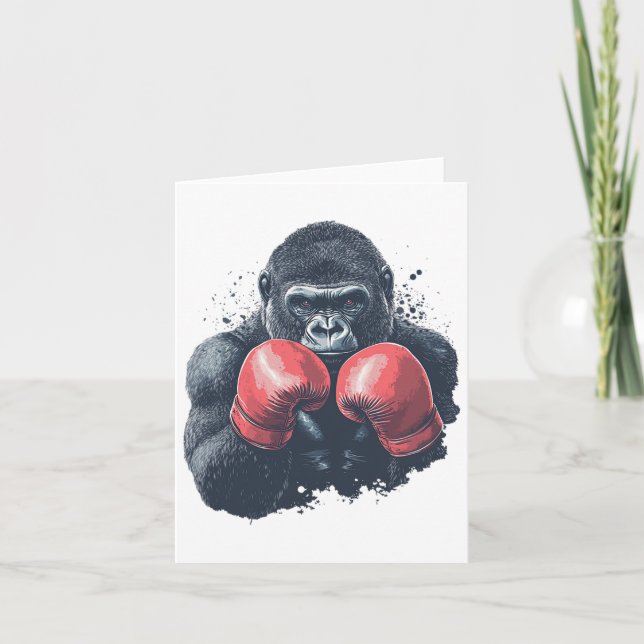 Gorilla in Boxhandschuhen - Boxtraining Karte (Vorderseite)