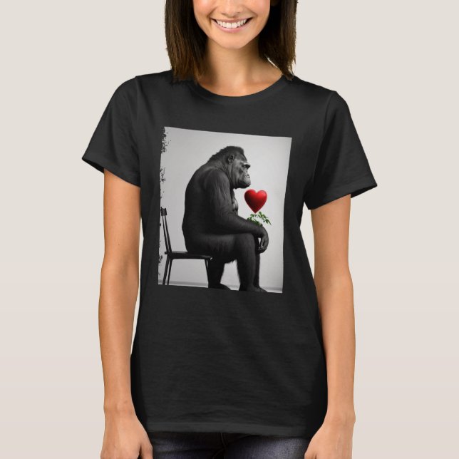 Gorilla in der Liebe wird für ein Datum mit Herz g T-Shirt (Vorderseite)