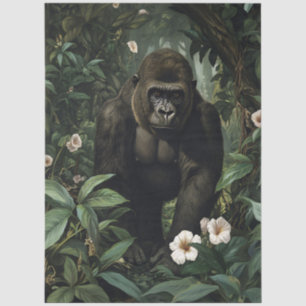 Gorilla in einem lebendigen tropischen Wald-Decoup Seidenpapier