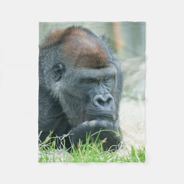 Gorilla in Gedanken Fleecedecke (Vorderseite)