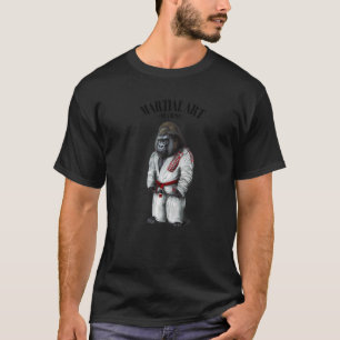Gorilla Judo Karate Meister in weißem Judogi T-Shirt