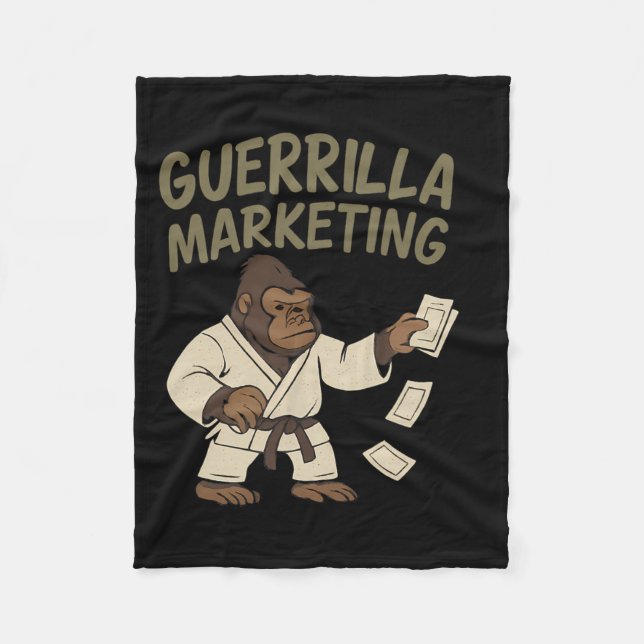 Gorilla Karate Guerrilla Marketing Funny Graphic Fleecedecke (Vorderseite)