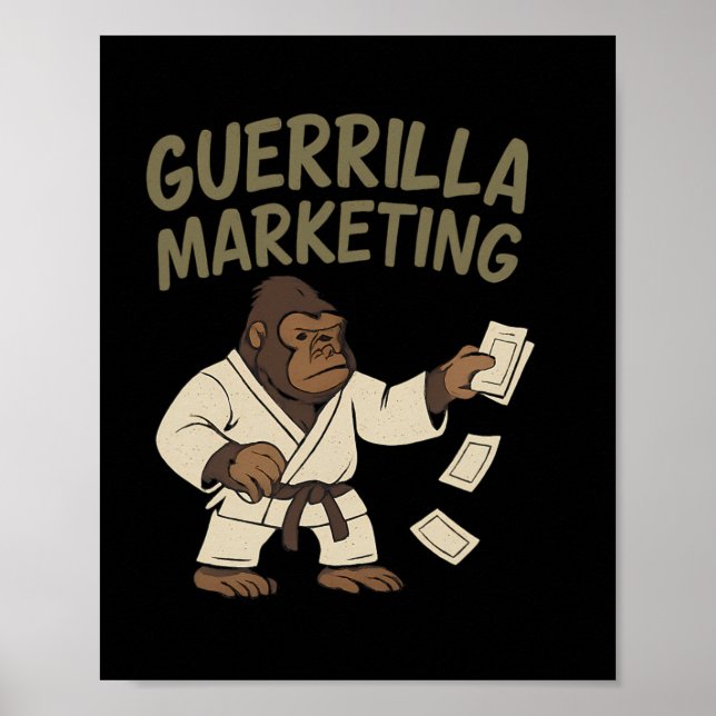 Gorilla Karate Guerrilla Marketing Funny Graphic Poster (Vorne)