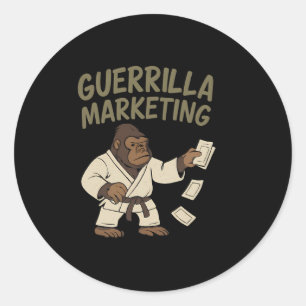 Gorilla Karate Guerrilla Marketing Funny Graphic Runder Aufkleber