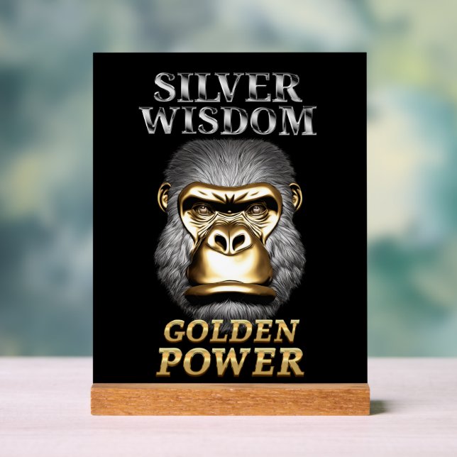 Gorilla Kopf in Gold und Silber für Ihre Zuhause Acrylschild (Neutral)