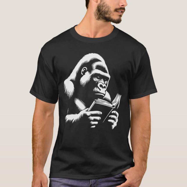 Gorilla liest ein Buch T-Shirt (Vorderseite)