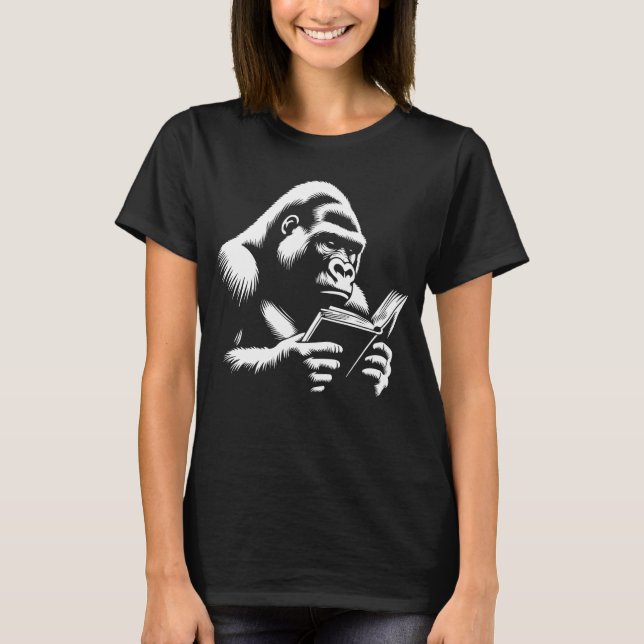 Gorilla liest ein Buch T-Shirt (Vorderseite)